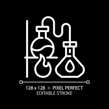 Distillation white linear icon for dark theme Stock Illustration