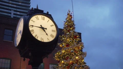 Distillery District clock CU Stock Footage 145110862