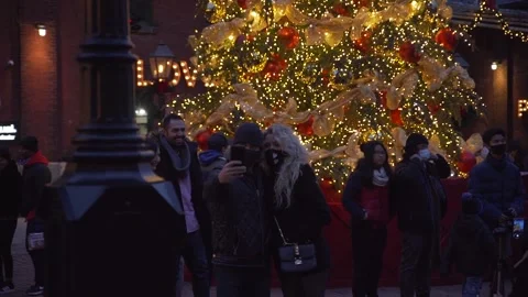 Distillery District selfie MS Stock Footage 145110853