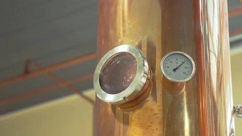 Distilling boiler thermometer and window Vídeos de archivo 74800387