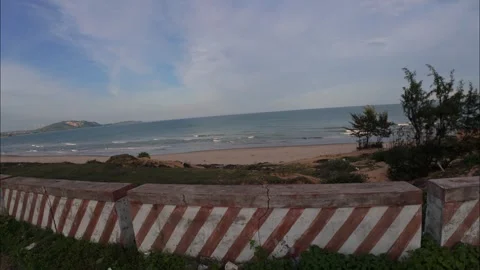 Distinct Side View Driving Plate Along Mui Ne Coastal Highway Stock Footage 339989703