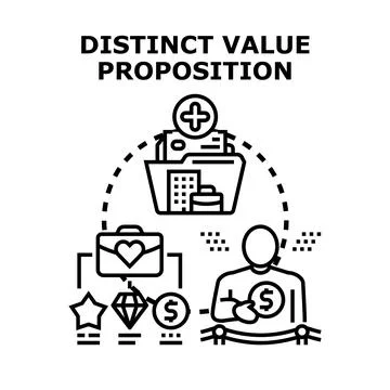 Distinct value proposition offering unique benefits to clients Stock Illustration