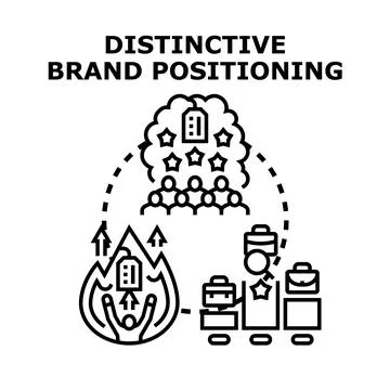 Distinctive brand positioning strategy developing business success Stock Illustration