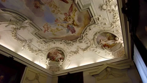 Distinctive Church With Rococo Stucco Ceiling Style, Slavkov u Brna, Czech Stock Footage 233558397