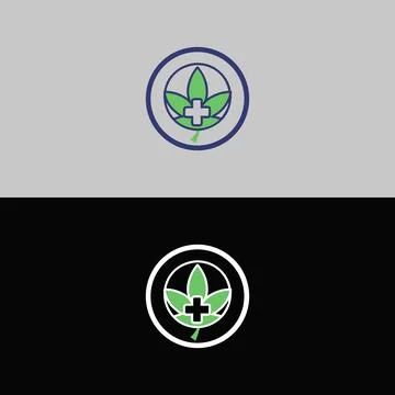 A distinctive three-lobed leaf and cross signify natural wellness. 库存插图