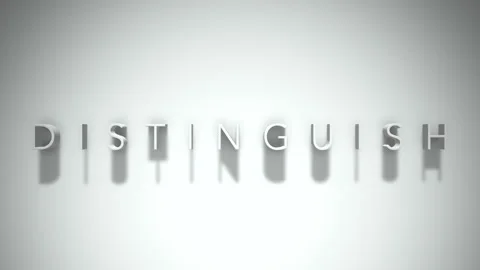 Distinguish 3D title animation with shadows on a white background Stock Footage 297666297