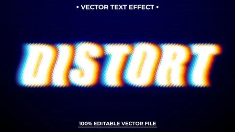 Distort editable text effect, editable vhs and signal text style 스톡 일러스트