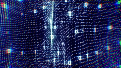 Distort grid of binary code abstract Stock Footage 125125361
