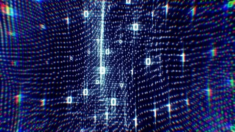 Distort grid of binary code abstract.  Stock Footage 125125539