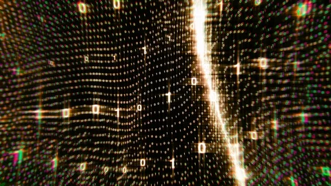 Distort grid of binary code abstract Stock Footage 125125626