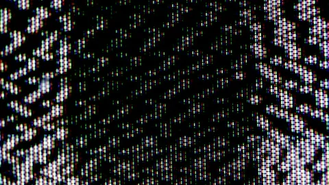 Distorted Abstract Macro Close-up of Pixels on Broken Retro Tv Screen Stock Footage 219563640