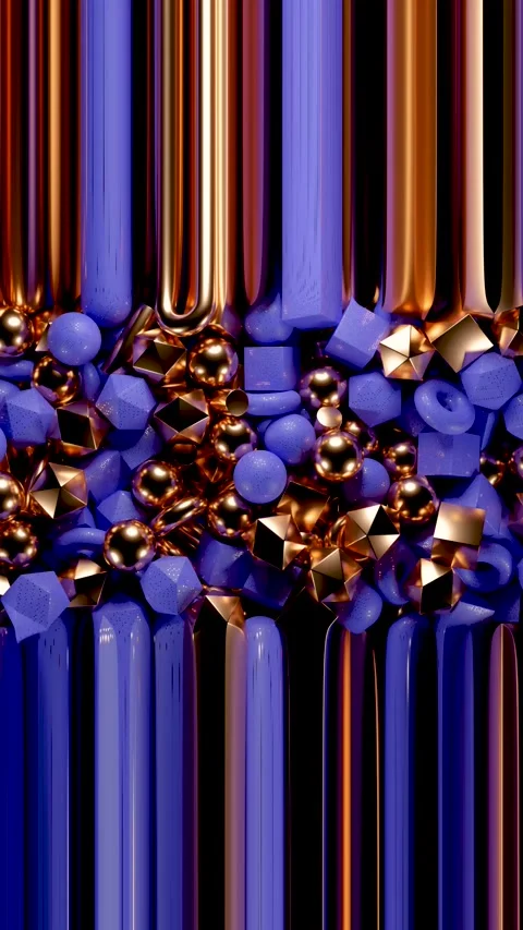 Distorted abstract vertical 3D geometry background with elegant warp effects Stock Footage 333072672