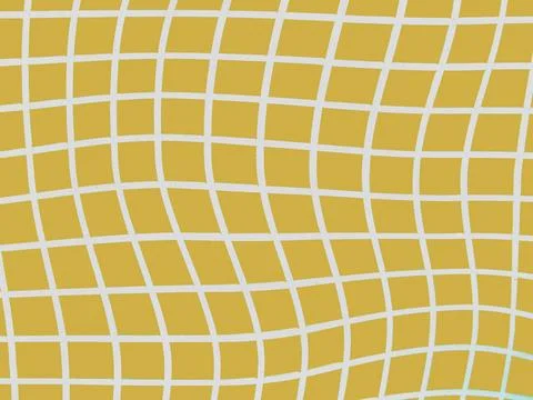 Distorted abstract yellow background with warped white grid pattern. Stock Illustration