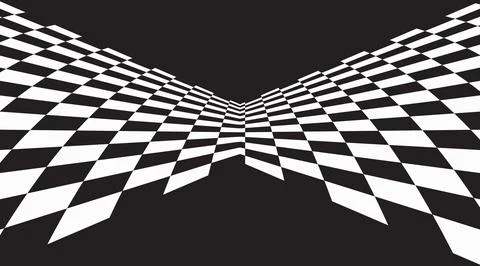 Distorted black and white checkered background Stock Illustration
