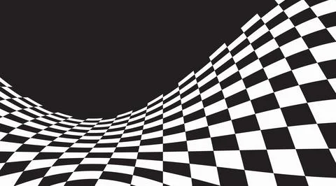Distorted black and white checkered background Stock Illustration