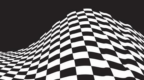 Distorted black and white checkered background Stock Illustration