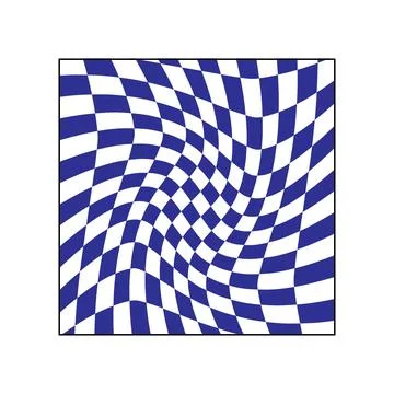 Distorted blue checker grid generating optical illusion Stock Illustration