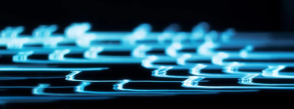 Distorted blue electronic light rays Stock-Fotos