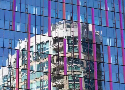Distorted Building Reflection in Modern Glass Facade Fotos de archivo