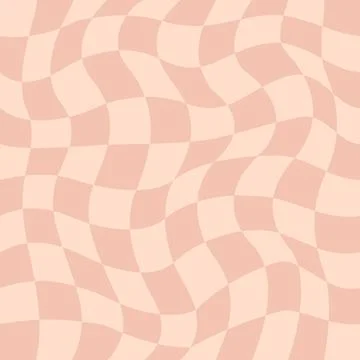 Distorted checkered Groovy hippie background. Retro style psychedelic pattern. Stock Illustration