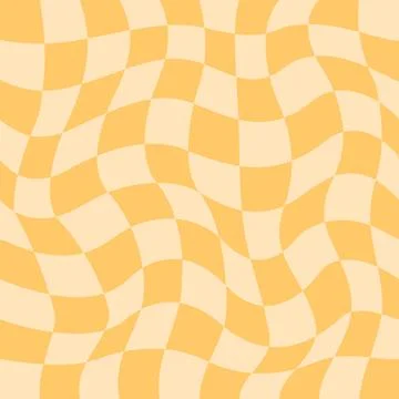 Distorted checkered Groovy hippie background. Retro style psychedelic pattern. Stock Illustration
