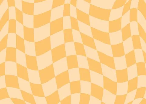 Distorted checkered Groovy hippie background. Retro style psychedelic pattern. Stock Illustration