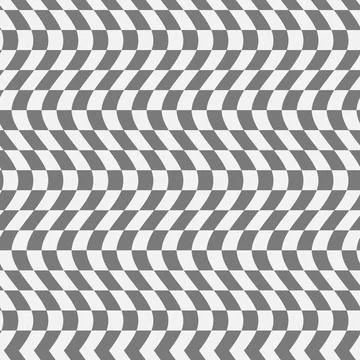 Distorted chessboard background gray and white. Trippy grid seamless pattern Illustrazione stock