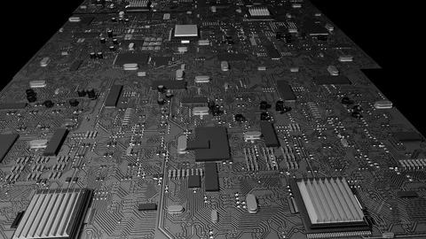 Distorted Circuit Board Flyover Stock Footage 71321219