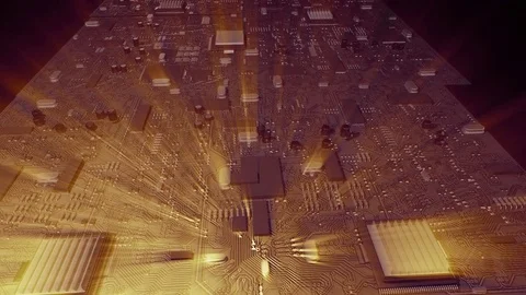 Distorted Circuit Board Flyover Stock Footage 71321309