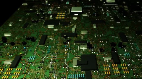 Distorted Circuit Board Flyover Stock Footage 71321506