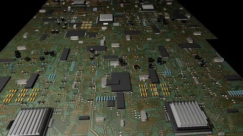 Distorted Circuit Board Flyover Stock Footage 71321561