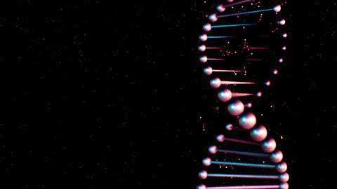 Distorted dna double helix on a night sky background. Stock Illustration