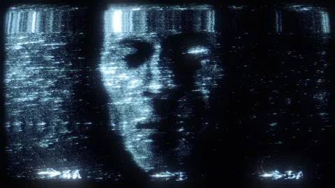 Distorted Footage of Ghostly Face Stock Footage 263899545