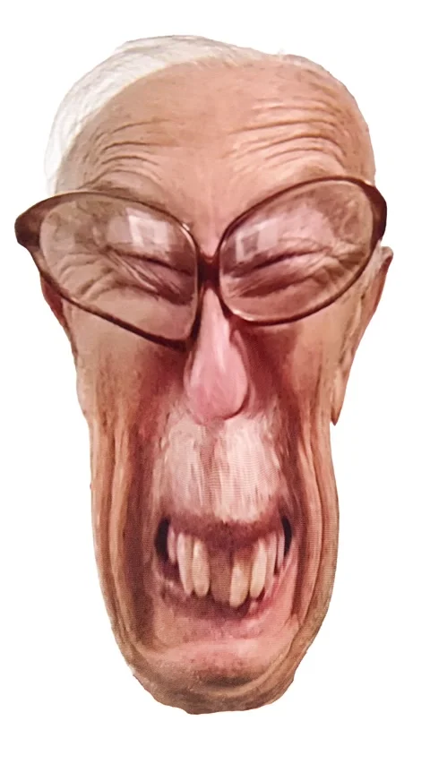 Distorted funny face with exaggerated features looped animated video Stock Footage 332684447