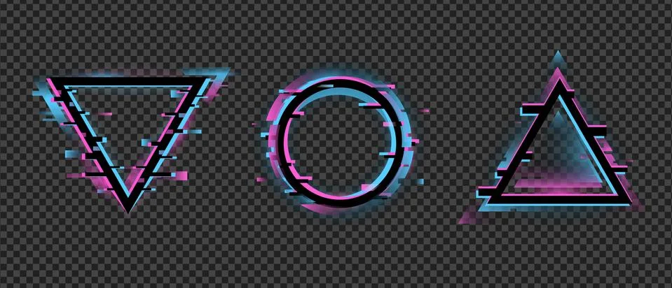 Distorted Geometric frames. Color change of a triangular and round frame. Stock Illustration