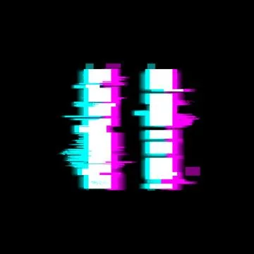 Distorted glitch style pause Media video file or music symbol - play video Illustrazione stock