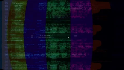 Distorted glitched scrolling programming security hacking code data flow stream Video stock 293534588
