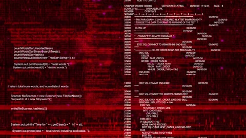 Distorted glitched scrolling programming security hacking code data flow stream Stock Footage 295176508