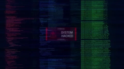 Distorted glitched scrolling programming security hacking code data flow stream Stock Footage 295970619