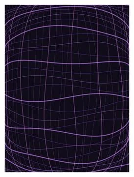 Distorted grid pattern with purple lines on a dark background. 스톡 일러스트