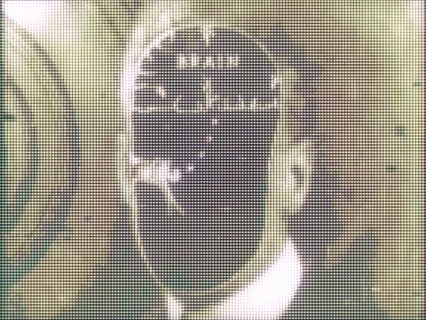 Distorted Human Face Portrait Displayed on Pixelated LCD Screen with Vibran.. Stock Footage 311792869