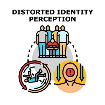Distorted identity perception mind problem creating self doubt Stock Illustration