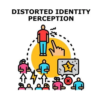 Distorted identity perception problem concept vector Stock Illustration