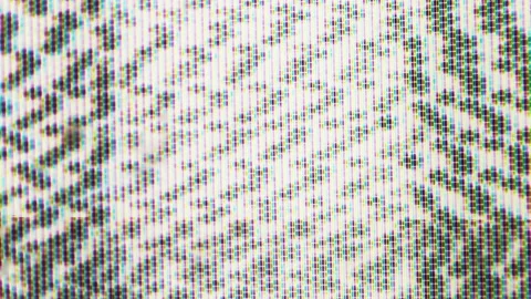 Distorted Macro Close-up of Abstract Pixels on Broken Retro Tv Screen Stock Footage 219560621