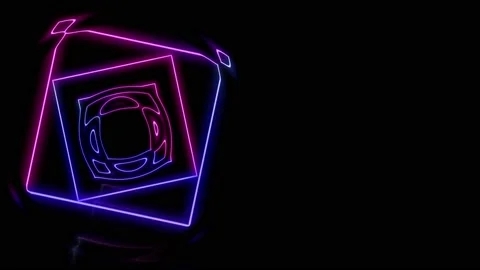 Distorted neon squares rotating on the black background. 動画素材 131172103