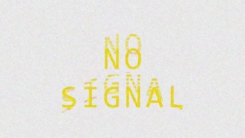 Distorted NO SIGNAL text appearing on screen with glitch effects in cinemat.. Video stock 343415351