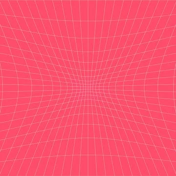 Distorted perspective wireframe grid abstract line geometric background red Stock Illustration