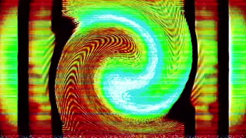 Distorted Pixelated Stripes and Swirling Waves Create an Abstract, Glitching, Stock Footage 312889578