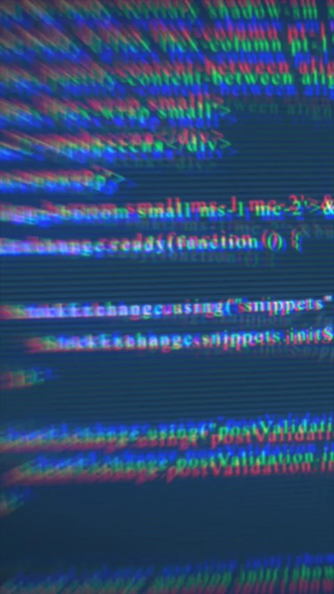 Distorted programming code on a digital screen with RGB chromatic aberratio.. Stock Footage 311204974