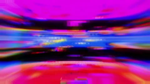 A distorted rainbow glitch pattern of wide pulsating stripes. Stock Footage 235544638